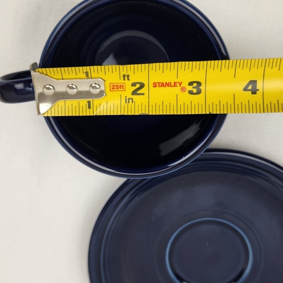 Fiesta Homer Laughlin Dark Blue Coffee/ Tea Mug Cup And Saucer Plate. - Picture 5 of 7